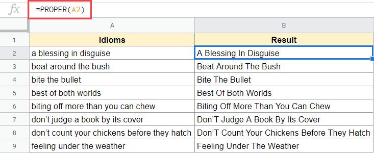 Hướng dẫn cách viết hoa các chữ cái đầu tiên trong Google Sheets